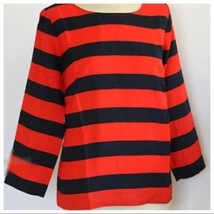 J.Crew Navy and Red Striped Top